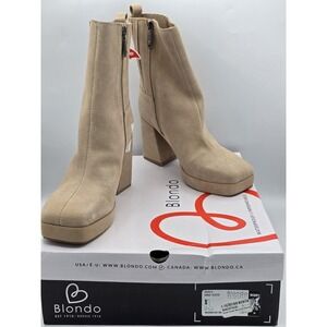 Blondo‎ Women's Rozalie Waterproof Ankle Boot Sand Suede Sz 9.5 NIB